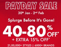 Ajio Payday Sale 40 - 80% Off + Extra 15% Off (30th Jan - 2nd Feb)