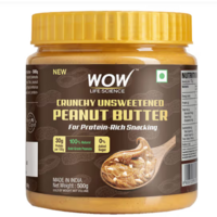Instamart WoW Life Science Crunchy Unsweetened Peanut Butter 500g [location specific]