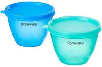 Floraware Round Containers, Storage organizer, Container Set with Lid, Pickle, Sauces, Spices, Dry fruits, Travelling, Plastic Kitchen Storage Containers - 500 ml, 2 Pieces, Multicolour