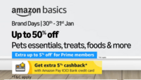 Amazon Basics Brand Days - Upto 50% off on Pet essentials, food & more + 5% cashback with Amazonpay ICICI Card