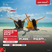 Air India Namaste Sale - Domestic Flight from Rs 1499 + No conv fee (2nd-6th Feb)