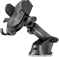 amazon basics Universal Car Mobile Holder for Dashboard with One Touch Mechanism- Expandable, Rotatable & Double Shift Locking for Windscreen and Car Accessories for Dashboard (Black)