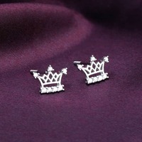 Silver Zircon Sparkling Crown Earrings @799