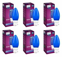 PHILIPS LED Deco Blue 0.5W Glass Candle (Pack of 6)