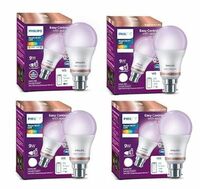 Philips Wiz Wi-Fi Enabled B22 9-Watt LED Smart Bulb, Compatible with Amazon Alexa and Google Assistant(16M Colours +Shades of White + Dimmable + Tunable),Pack of 4