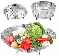DDN_R_ Vegetable Steamer Basket Stainless Steel Vegetable Steamer for Cooking Vegetable & Fruits/Salad/Steaming with Insert for Pots, Crock, Pans Food Drain Bowl (Silver)