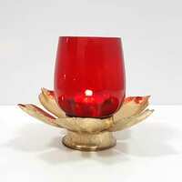 Home Centre Corsica Red Glass Lotus Single Votive, Standard (Corsica DIVINECGL-OL-022)