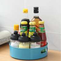 Stewit Multi-Purpose 360° Rotating Organizer Tray/Kitchen Organizer/Multi- Function Rotating Tray/Cosmetics Organizer (Blue, Pack of 1, Plastic)