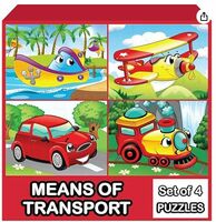 WONDRBOX 12 pcs Transport Jigsaw Puzzle for Kids| 4 Puzzles in a Box | Educational Learning Birthday Return Gifts for Kids Ages 3 4 5 6 7 Year Old Boys and Girls