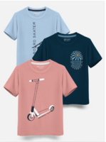 HELLCAT Boys Pack Of 3 Printed Cotton T-shirt