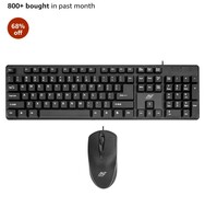 Ant Value FKBRI02 Wired Keyboard and Mouse Combo,Full-Size Keyboard and Mouse Combo with Optical 3 Button Mouse, USB Plug-and-Play, Compatible with Desktop, Laptop, Notebook - Black 