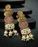 PANASH - Women Gold-Plated Kundan & Pearl Dangler Earrings