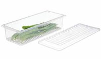 Floraware Fridge Storage Box, Multipurpose Box with Drain Plate at Bottom 1400ml BPA Free Pack of 5, White