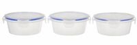 Amazon Brand - Solimo 3-Piece Airtight Plastic Kitchen Storage Container Set, 500ml, Blue