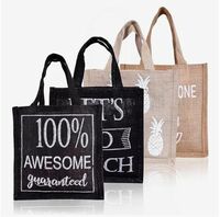 Kuber Industries Lunch Bag | Jute Carry Bag | Lunch Handbag | Lunch Bags for office | Reusable Lunch Bag with Handle | Tiffin Carry Lunch Hand Bag | Small | Pack of 4 | Multi