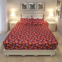 Status Contract Cotton Rich Double Bedsheet with 2 Pillow Covers for Bed Room, Home, Hotel-120 GSM (Red)