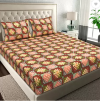 VAS COLLECTIONS 160 TC Cotton Double Abstract Flat Bedsheet  (Pack of 1, Multicolor 4, Jaipuri Print)