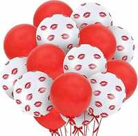 AMFIN® (Pack of 25) Lips Balloons/Red Valentine Balloons/Red White Balloons for Birthday Decoration/Red Balloons for Decoration/Anniversary Decoration Item