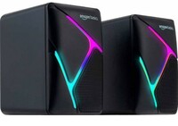  amazon basics 2 X 3W Multimedia PC Gaming Speaker with Aux Connectivity, USB Support, Volume Control, and RGB Lights 