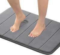 Flamingo P Soft Non Slip Absorbent Bath Rugs Bathroom Rug Set Memory Foam Bath Mats for Bathroom (Brown Striped Pattern, Size: W17 x L24)