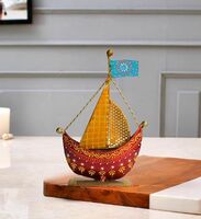 CraftVatika Metal Turkish Ship Boat Naav Showpiece Figurine for Home Decor Living Room Tabletop Desktop Side Corner, Home Decorative Items (8 Inch Height) (Type 2)