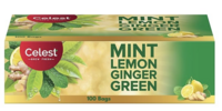 Fresh Celest Green 100 Bags - Ginger, Mint & Lemon | Green Tea Bags 100 pcs [location specific]