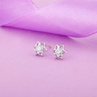 Silver Flower Star Stud Earrings @849