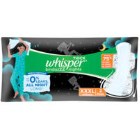 Flipkart Grocery Kilos | Sample at Rs. 1 | Whisper Bindazzz Nights Sanitary Pad (Pack of 2)