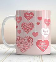 Quace MugandGreetingCard White & Pink Printed Ceramic Matte Mug With Card 325 ml