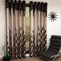 Galaxy Home Decor Modern Wave Panel Polyester Curtains for Door 7 Feet, Pack of 1, Brown