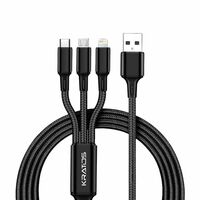 Zepto-  Kratos 1.2 Mtr 3 in 1 Multi Pin Fast Charging Cable with Nylon Braided Long Life cable{Account Specific}