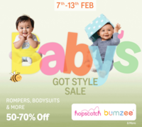 Baby's Got Style Sale Upto 70% off + 10% cashback for Prime Members + 10% off with ICICI Cards  | 7-13 Feb 