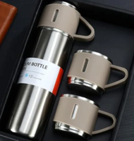 Assorted 500ml Stainless Steel Thermo Vacuum Insulated Flask with 3 Cups
