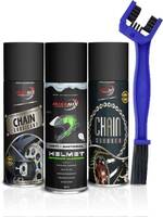 MIKANIX Combo Of Chain Cleaner + Chain Lube + Helmet Foam Cleaner With Cleaning Brush