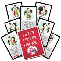 (Pack of 8 cards) exciting Lives -Romantic Love Cards - Gift for Valentine's Day, Anniversary, Birthday, Sorry, Love, Romance, Care - for Girlfriend, Boyfriend, Husband, Wife - Set of 8 Cards