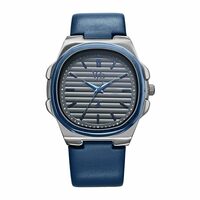 Fastrack Vyb Quartz Analog Gun Dial Blue Genuine Leather Strap Watch for Men-FV30011KL01W