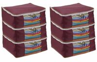 Amazon Brand - Solimo Non-woven Saree Bag | Transparent Window | Quality Stitching | Durable Zipper (Pack of 6)