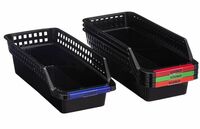 Amazon Brand - Solimo Storage Bins with Handle for Stationery and Beauty Products (Set of 4, Brown)