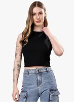 London Hills Women's & Girls' Solid Crop Tank Top || Slim fit Tank top || Stretchable Crop top || Rib Tops for Women || Women Ribbed Tops || Women's & Girls' Solid Ribbed Slim Fit Crop Tank Top