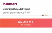 Swiggy One @ ₹1 for 1 month (user specific)