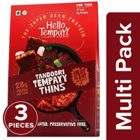 Hello Tempayy Tandoori Tempeh Thins - Protein Rich, Heat & Eat, 3 x 150 g Multipack