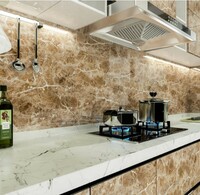 COSMOS STAR Marble Paper Sheet For Kitchen, Kitchen Wallpaper Vinyl Sheet, Oil Proof And Waterproof Wallpaper For Kitchen, Kitchen Wall Stickers Heat Resistant(12X60 In, Brown Marble) 
