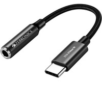  ZEBRONICS CTAux10 Type C to 3.5mm Converter, Built-in DAC Chip, Supports Mic & Audio, Metal Body, Braided Cable, for iPhone 16 series, 15 series, Samsung, Android & Type C Smartphones, Tablets, Laptop 