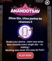 Bajaj Finserv Anandotsav-  Win Prize daily - Shake your Phone  (Bajaj coin, voucher, gift)