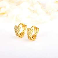 Golden Zircon Studded Twisted Hoop Earrings @1299