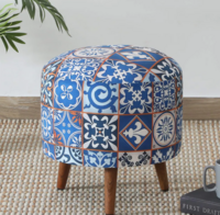 Medessa Fabric Ottoman In Blue Colour
