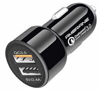 Ambrane 30W Fast Car Charger with Dual Output, Qualcomm Quick Charge 3.0 Compatible with All Cars for iPhone, All Smartphones, Tablets & More, Multi-Layers Protection (ACC11QC, Black)