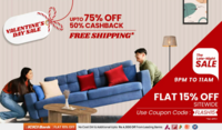 Pepperfry Valentine's Day Sale - Upto 75% Off + 50% cashback + Extra 15% off & Bank offers
