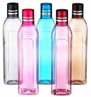 Amazon Brand - Solimo Unbreakable Round Plastic Water Bottle | Leak Proof | BPA Free | Ideal for Gym, Office, Home, Travel, College | 1 Litre Each | Set of 5 | Multi-Colour