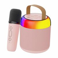 pTron Newly Launched Fusion Bliss 16W Bluetooth Speaker with Wireless Karaoke Mic, 6H Playtime, Vibrant RGB Lights, Voice Effects, Multi-Play Modes BT5.3/TF Card & Type-C Charging Port (Light Pink)